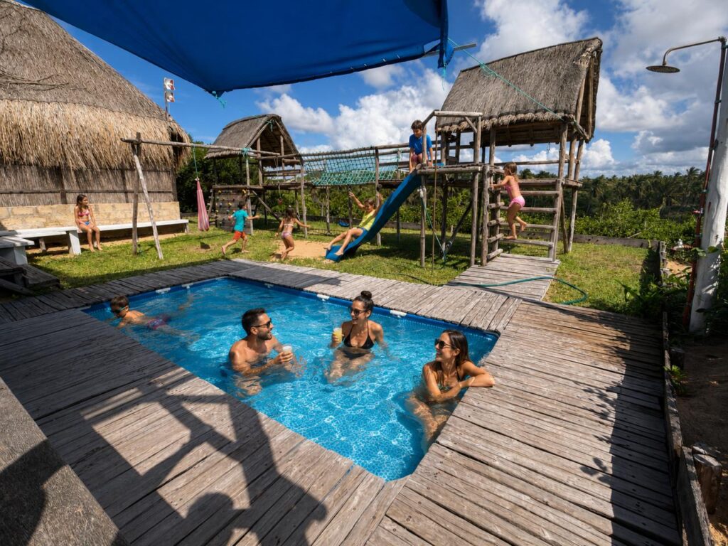 pool and play area at mango beach tofo, mozambique